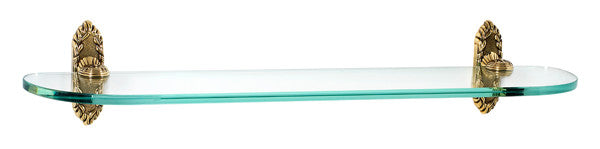 Alno A8550-24-PA: 24" Ribbon & Reed Glass Shelf w/Brackets - Polished Antique