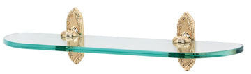 Alno A8550-24-PB/NL: 24" Ribbon/Reed Glass Shelf w/Brackets - Unlacquered Brass