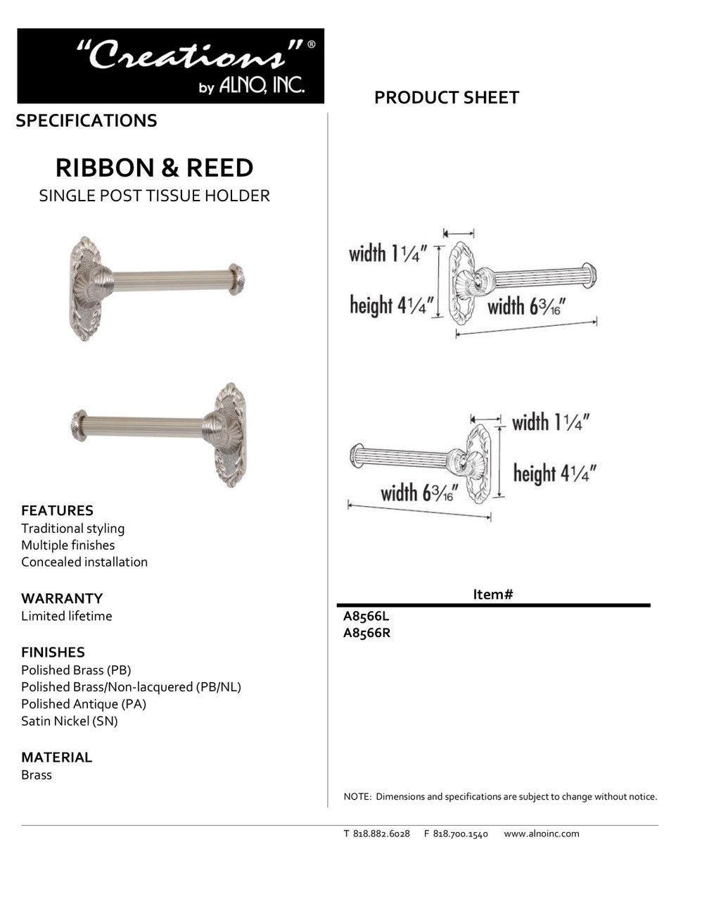 Specificaton Sheet