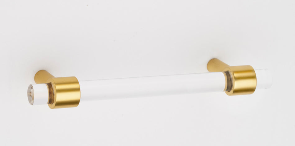 Alno A860-35-PB/NL: 3-1/2" cc Acrylic Contemporary Cabinet Pull - Unlacquered Brass