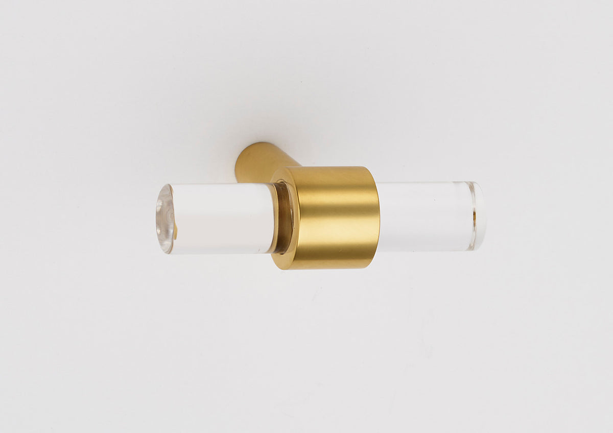 Alno A860-45-PB/NL: 1-3/4" Acrylic Contemporary Cabinet Knob - Unlacquered Brass