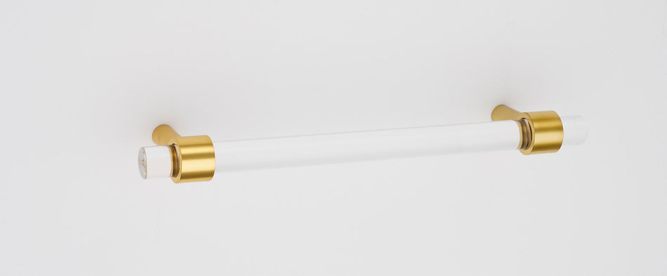 Alno A860-8-PB/NL: 8" cc Acrylic Contemporary Cabinet Pull - Unlacquered Brass