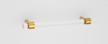 Alno A860-8-PB/NL: 8" cc Acrylic Contemporary Cabinet Pull - Unlacquered Brass
