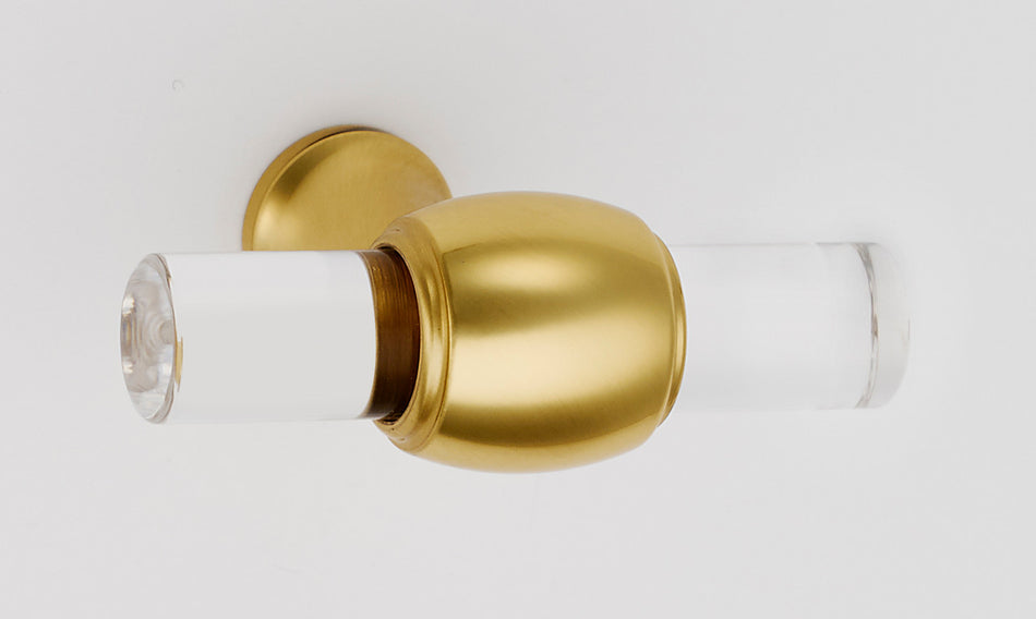 Alno A870-45-PB/NL: 1-3/4" Acrylic Royale Cabinet Knob - Unlacquered Brass