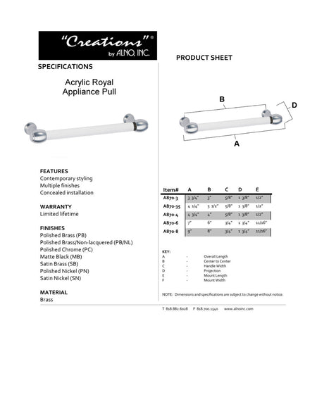 Specificaton Sheet