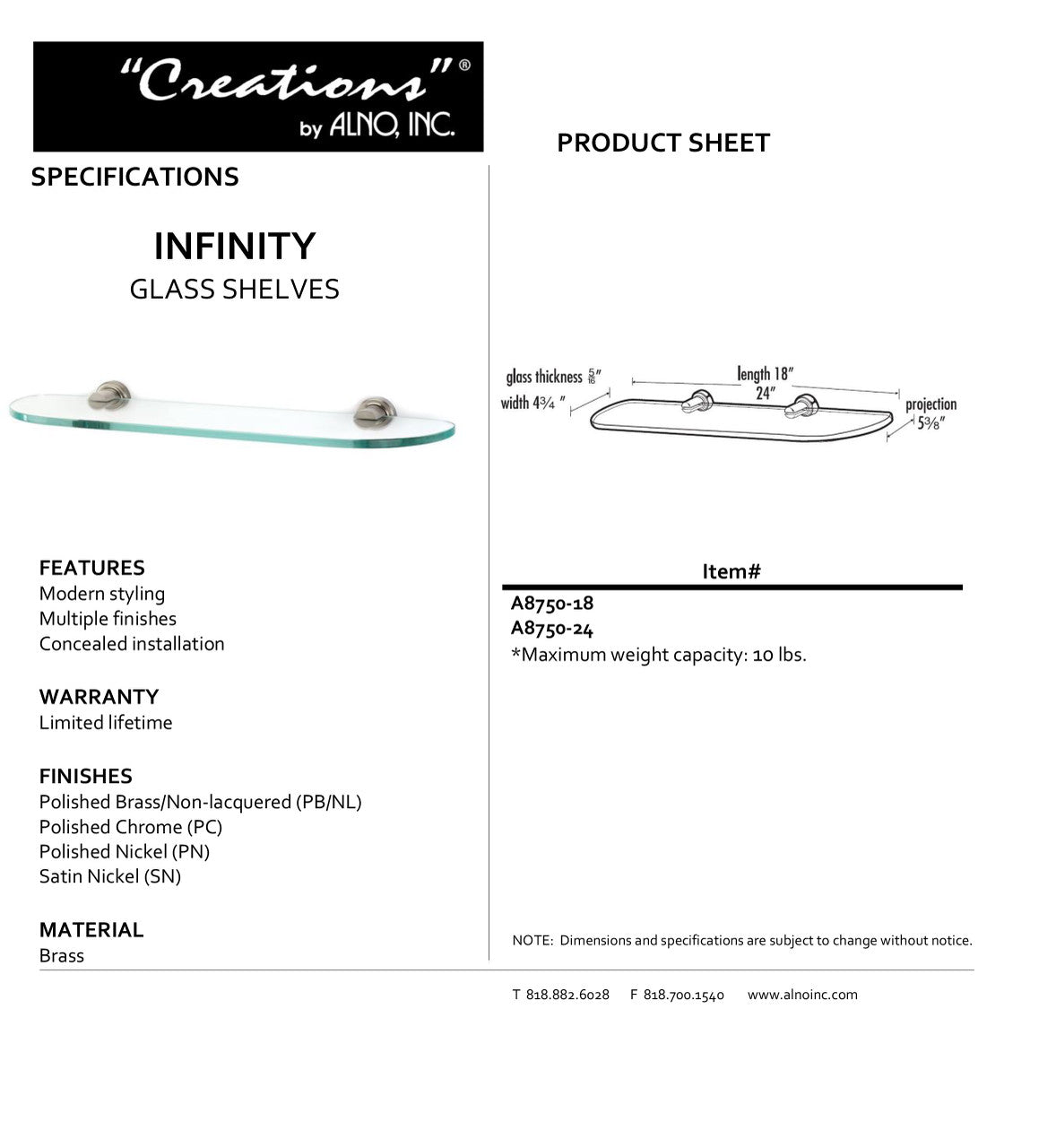 Specificaton Sheet