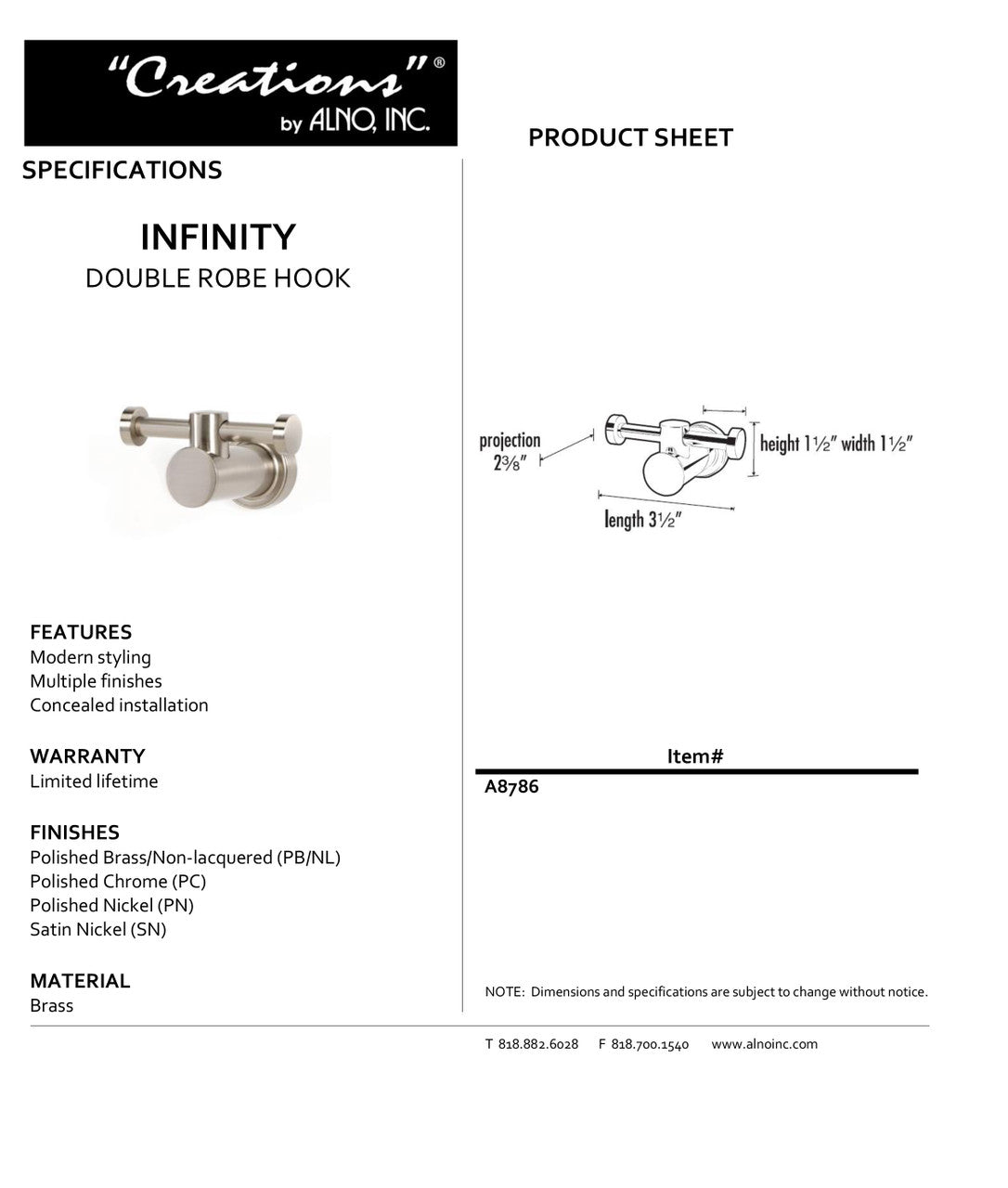 Specificaton Sheet