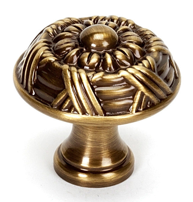 Alno A880-14-AE: 1-1/4" Ribbon & Reed Cabinet Knob - Antique English
