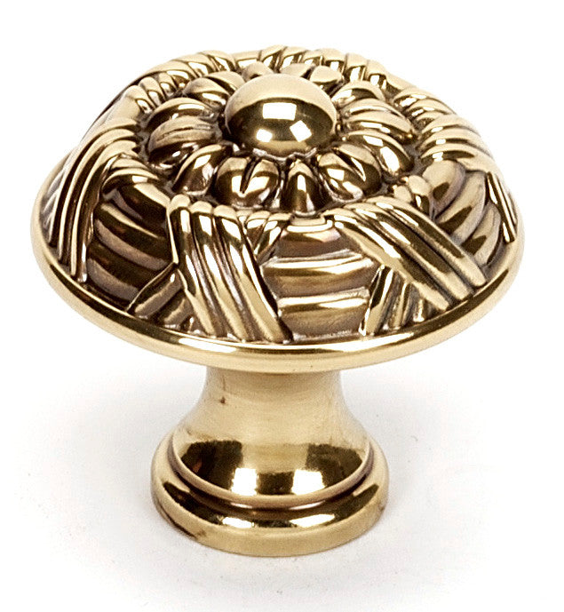 Alno A880-14-PA: 1-1/4" Ribbon & Reed Cabinet Knob - Polished Antique