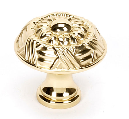 Alno A880-14-PB/NL: 1-1/4" Ribbon & Reed Cabinet Knob - Unlacquered Brass