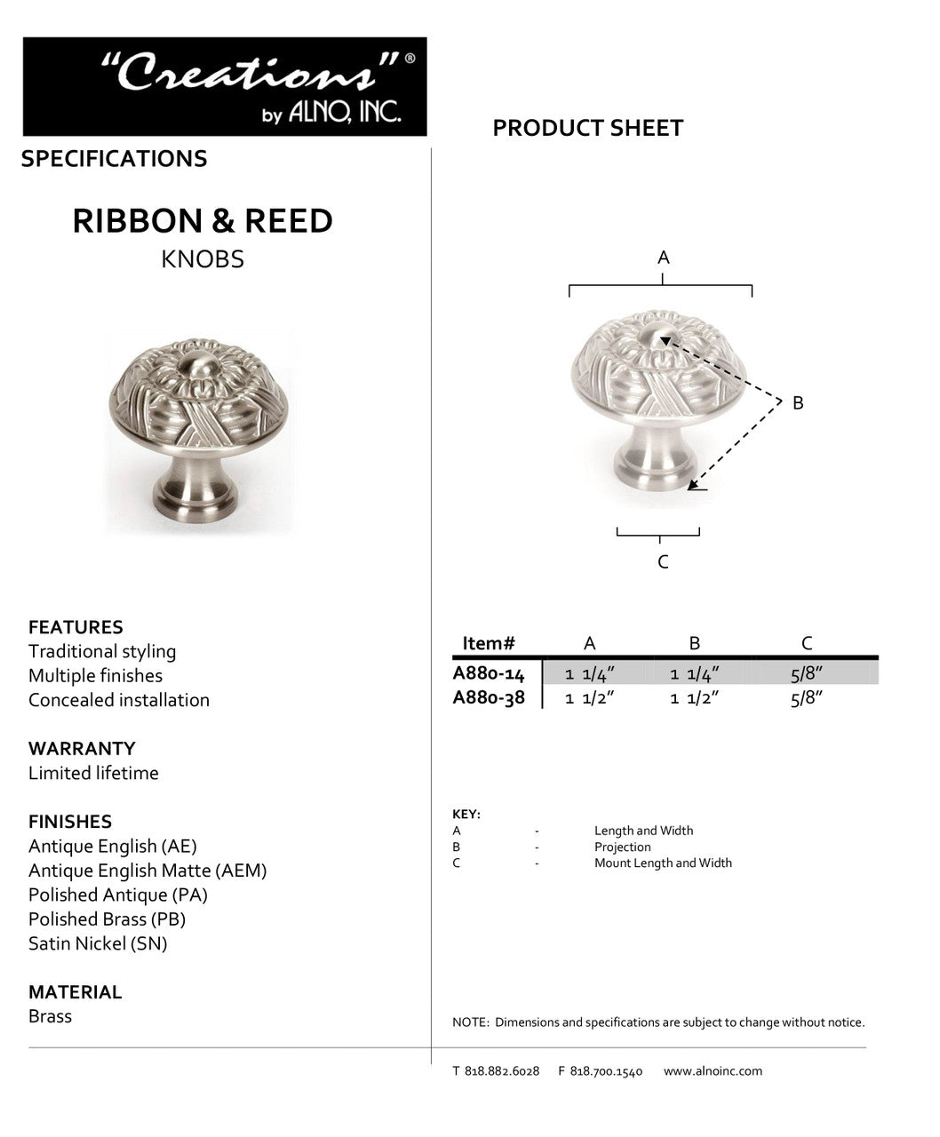 Specificaton Sheet
