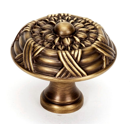 Alno A880-38-AEM: 1-1/2" Ribbon & Reed Cabinet Knob - Antique English Matte