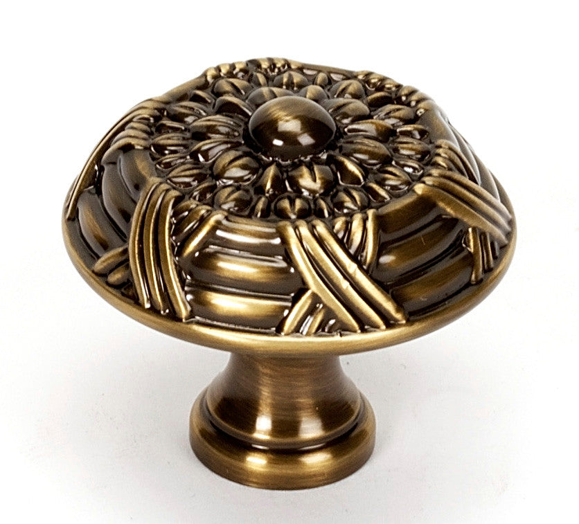 Alno A880-38-AE: 1-1/2" Ribbon & Reed Cabinet Knob - Antique English
