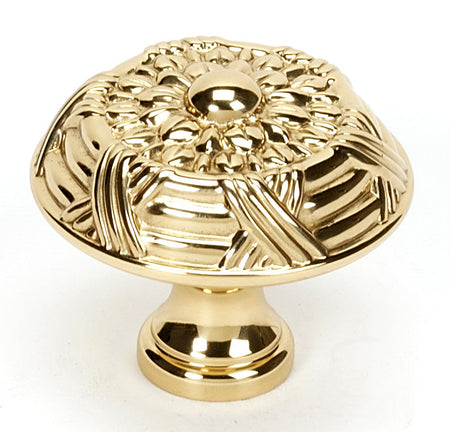 Alno A880-38-PB: 1-1/2" Ribbon & Reed Cabinet Knob - Polished Brass
