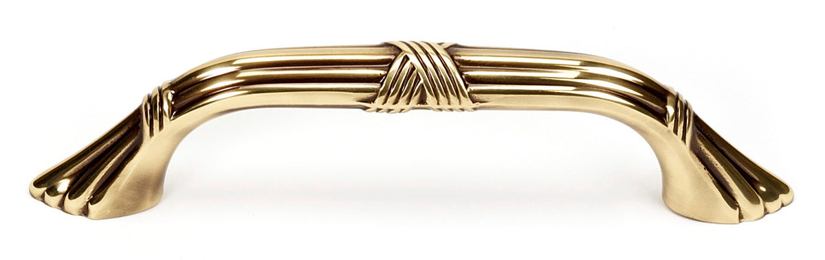 Alno A881-35-PA: 3-1/2" cc Ribbon & Reed Cabinet Pull - Polished Antique