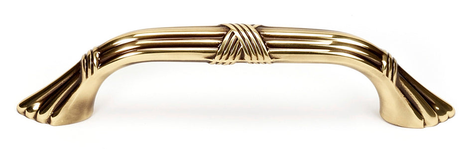 Alno A881-35-PA: 3-1/2" cc Ribbon & Reed Cabinet Pull - Polished Antique