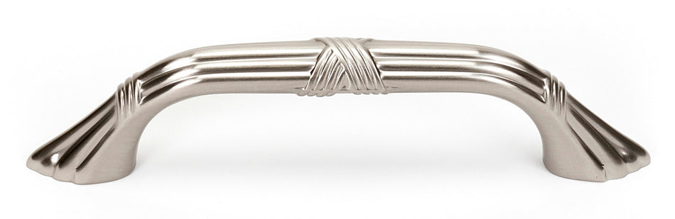 Alno A881-35-SN: 3-1/2" cc Ribbon & Reed Cabinet Pull - Satin Nickel