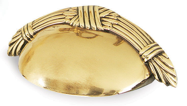 Alno A882-3-PB/NL: 3" cc Ribbon & Reed Cup Cabinet Pull - Unlacquered Brass