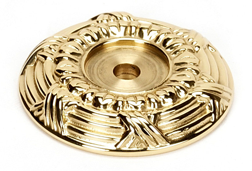 Alno A885-58-PB/NL: 1-5/8" Ribbon & Reed Backplate - Unlacquered Brass