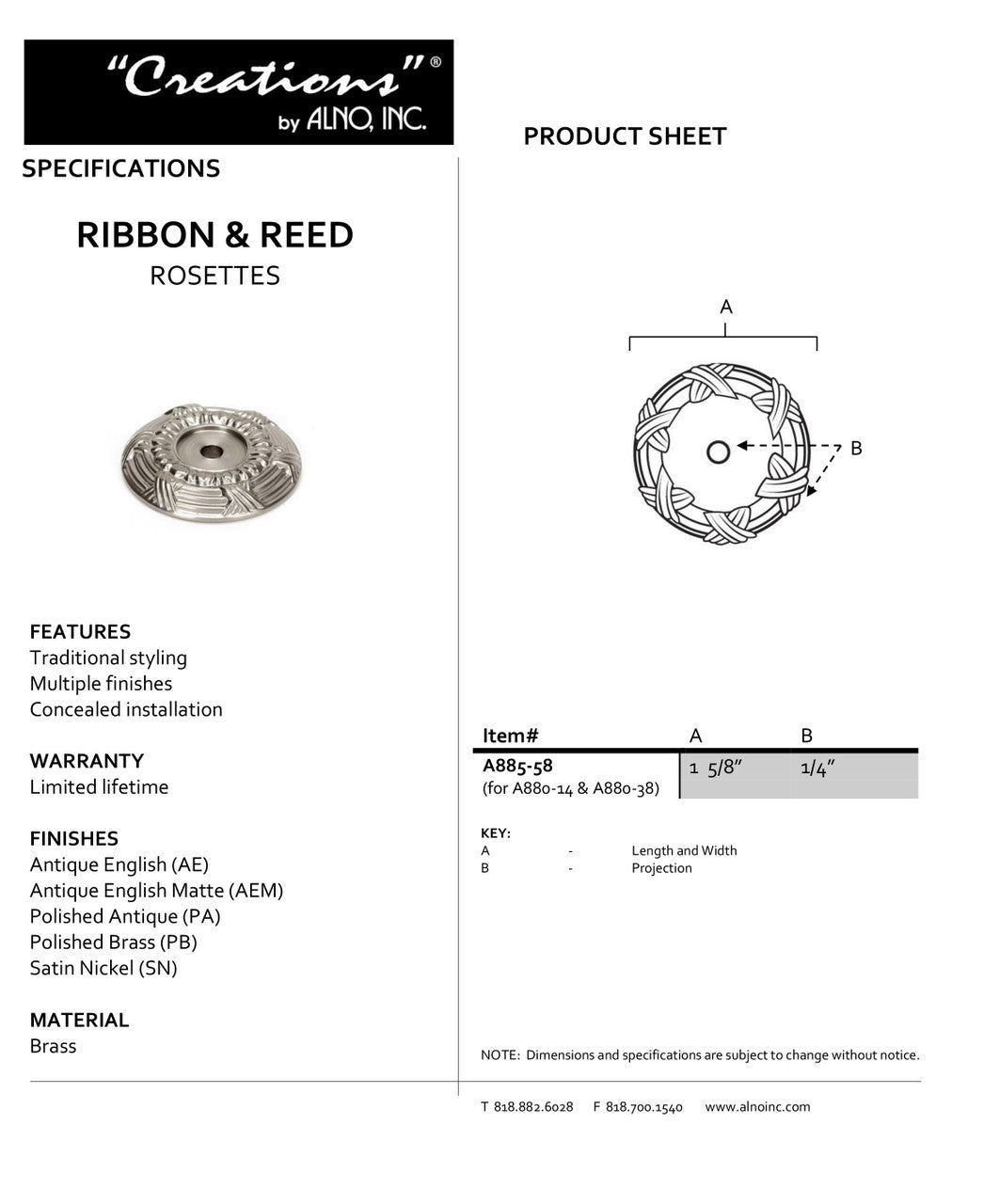 Specificaton Sheet