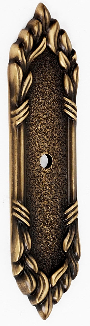 Alno A886-AEM: 4-1/4" Ribbon & Reed Backplate - Antique English Matte