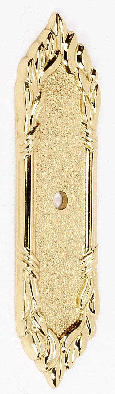 Alno A886-PB/NL: 4-1/4" Ribbon & Reed Backplate - Unlacquered Brass