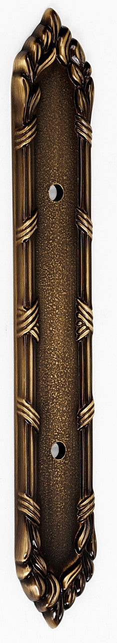Alno A887-3-AE: 7-1/4" Ribbon & Reed Backplate - Antique English