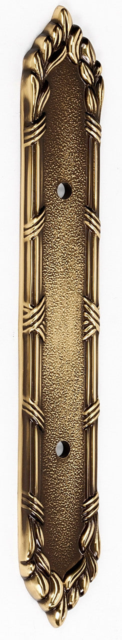Alno A887-3-PA: 7-1/4" Ribbon & Reed Backplate - Polished Antique