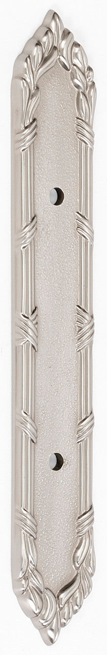Alno A887-3-SN: 7-1/4" Ribbon & Reed Backplate - Satin Nickel