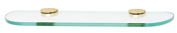 Alno A8950-18-PB/NL: 18" Euro Glass Shelf w/Brackets - Unlacquered Brass