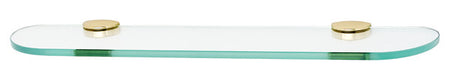 Alno A8950-24-PB/NL: 24" Euro Glass Shelf w/Brackets - Unlacquered Brass