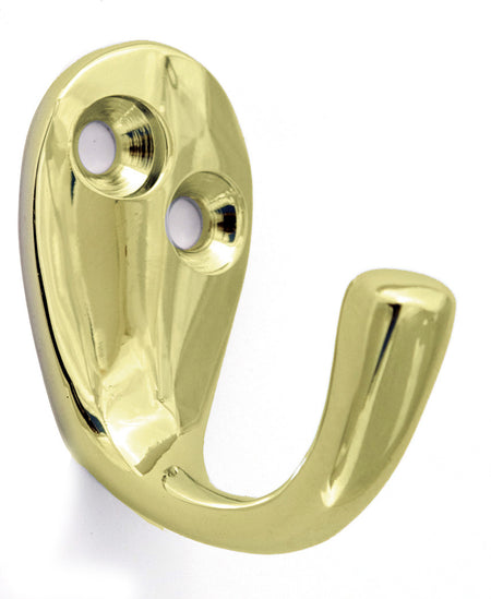 Alno A902-PB/NL: Single Robe Hook - Unlacquered Brass