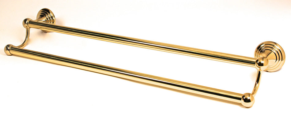 Alno A9025-30-PB/NL: 30" cc Embassy Double Towel Bar - Unlacquered Brass
