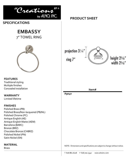Specificaton Sheet
