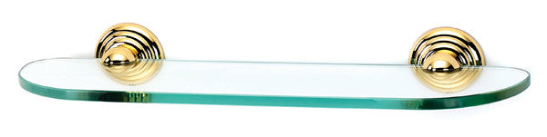 Alno A9050-18-PB: 18" Embassy Glass Shelf w/Brackets - Polished Brass
