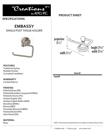 Specificaton Sheet