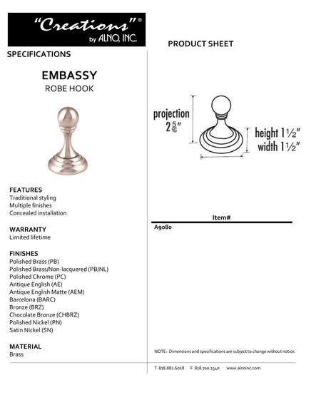 Specificaton Sheet