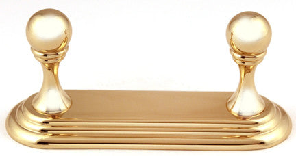 Alno A9086-PB/NL: 5" Embassy Double Robe Hook - Unlacquered Brass