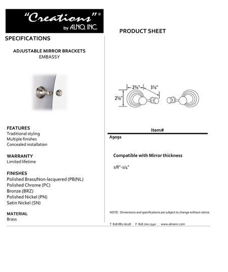 Specificaton Sheet