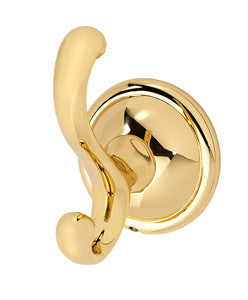 Alno A9299-PB/NL: Yale Double Robe Hook - Unlacquered Brass