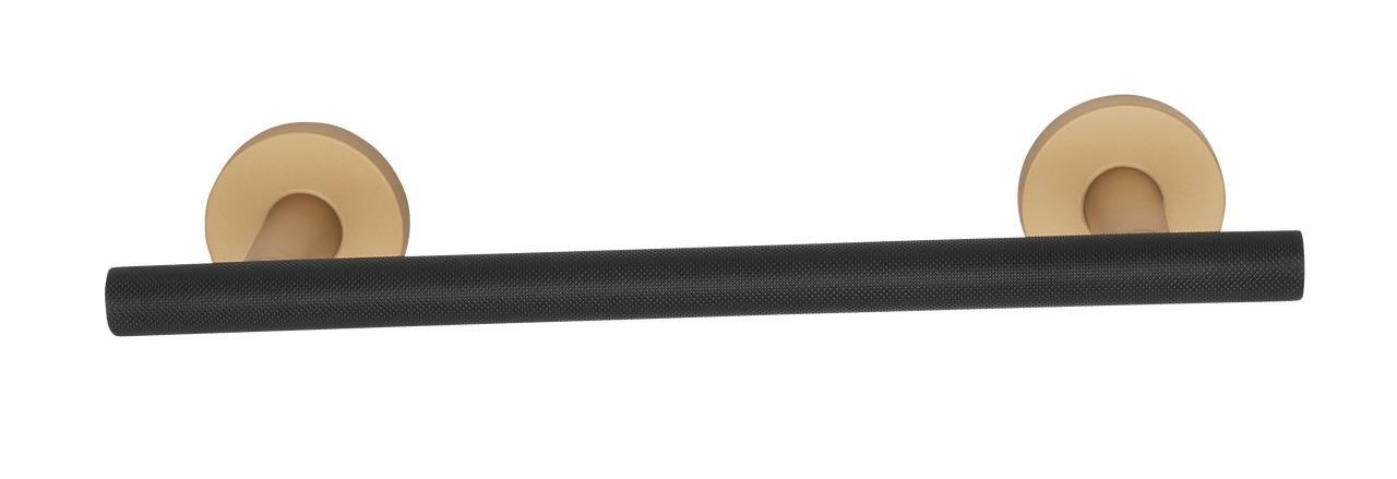 Alno A9420-8-CHP/MB: 8" cc Towel Holder with Knurled Bar - Champagne/Matte Black