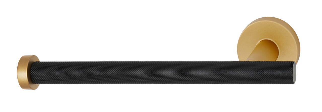 Alno A9466L-CHP/MB: Vita Bella Left Facing Tissue Holder with Knurled Bar - Champagne/Matte Black