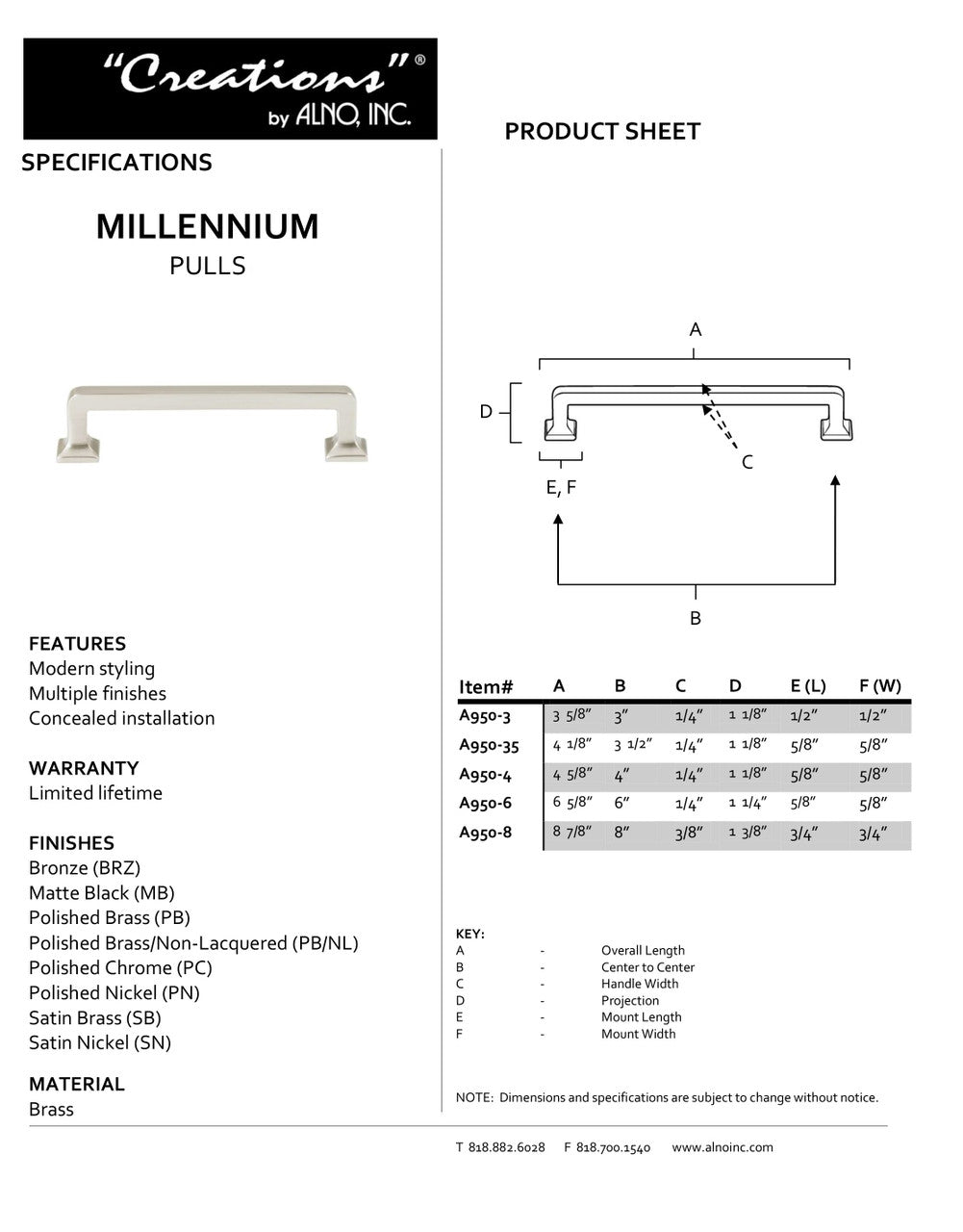 Specificaton Sheet