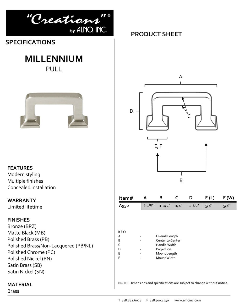 Specificaton Sheet