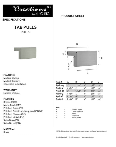 Specificaton Sheet