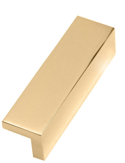 Alno A960-35-PB/NL: 3-1/2" cc Tab Cabinet Pull - Unlacquered Brass