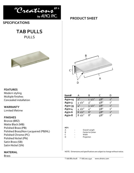 Specificaton Sheet