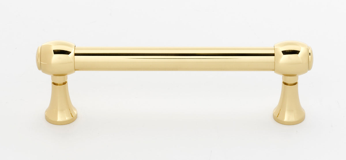 Alno A980-35-PB/NL: 3-1/2" cc Royale Cabinet Pull - Unlacquered Brass