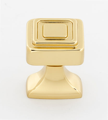 Alno A985-1-PB: 1" Cube Cabinet Knob - Polished Brass