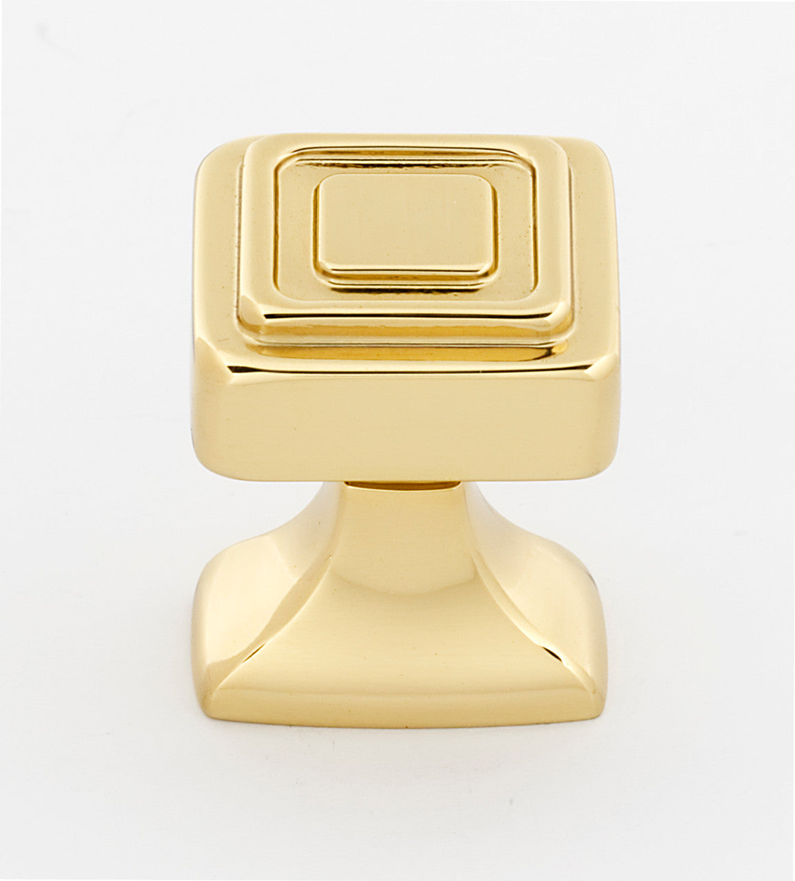 Alno A985-1-PB/NL: 1" Cube Cabinet Knob - Unlacquered Brass
